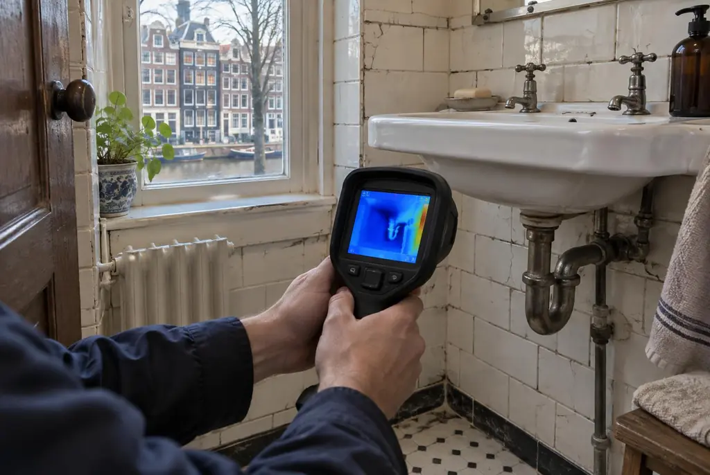 Lekdetectie Uddel – badkamer met oude leidingen achter de tegels