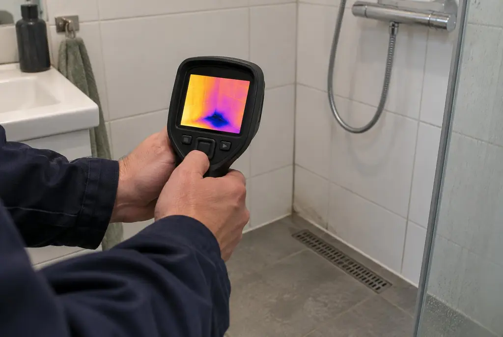 Lekdetectie Uddel – lekdetectiespecialist met warmtebeeldcamera in een badkamer